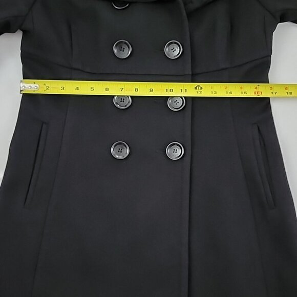 MICHAEL Kors Women's Black Double Breasted Wool Pea Coat Ribbed Collar Size 4 - Picture 10 of 11